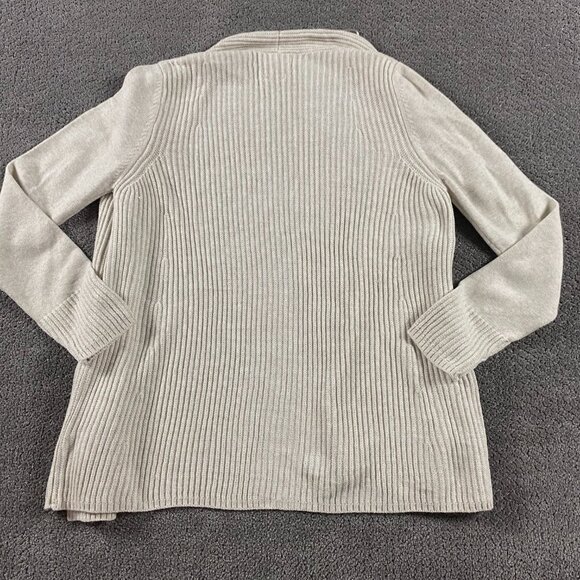 Fat Face Cardigan Sweater Women's Size 14 Ivory Open Front Ribbed - Picture 3 of 7